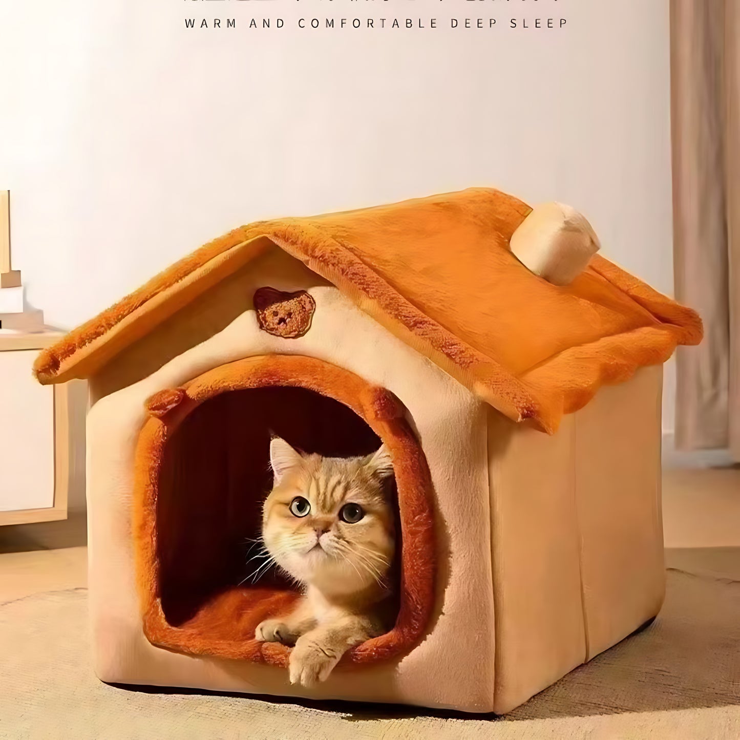 Indoor Pet House Bed – Washable Cozy Bed for Cats & Small Dogs