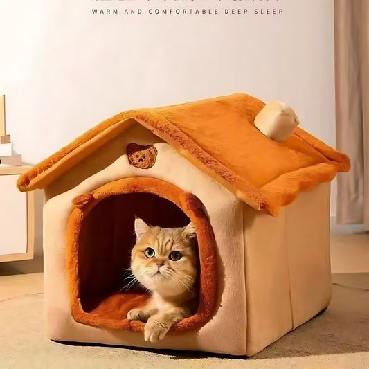 Indoor Pet House Bed – Washable Cozy Bed for Cats & Small Dogs